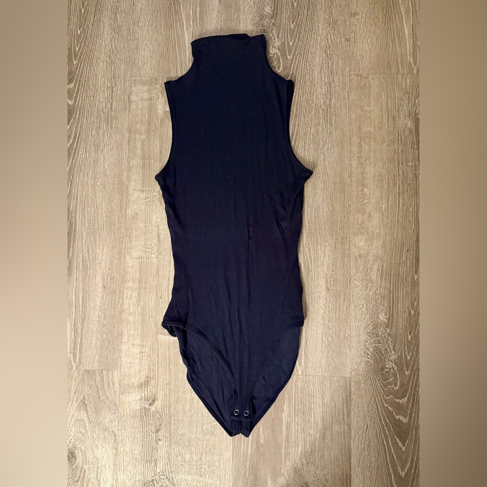 Summersalt Ribbed Mock Neck Sleeveless Bodysuit - Deep Sea